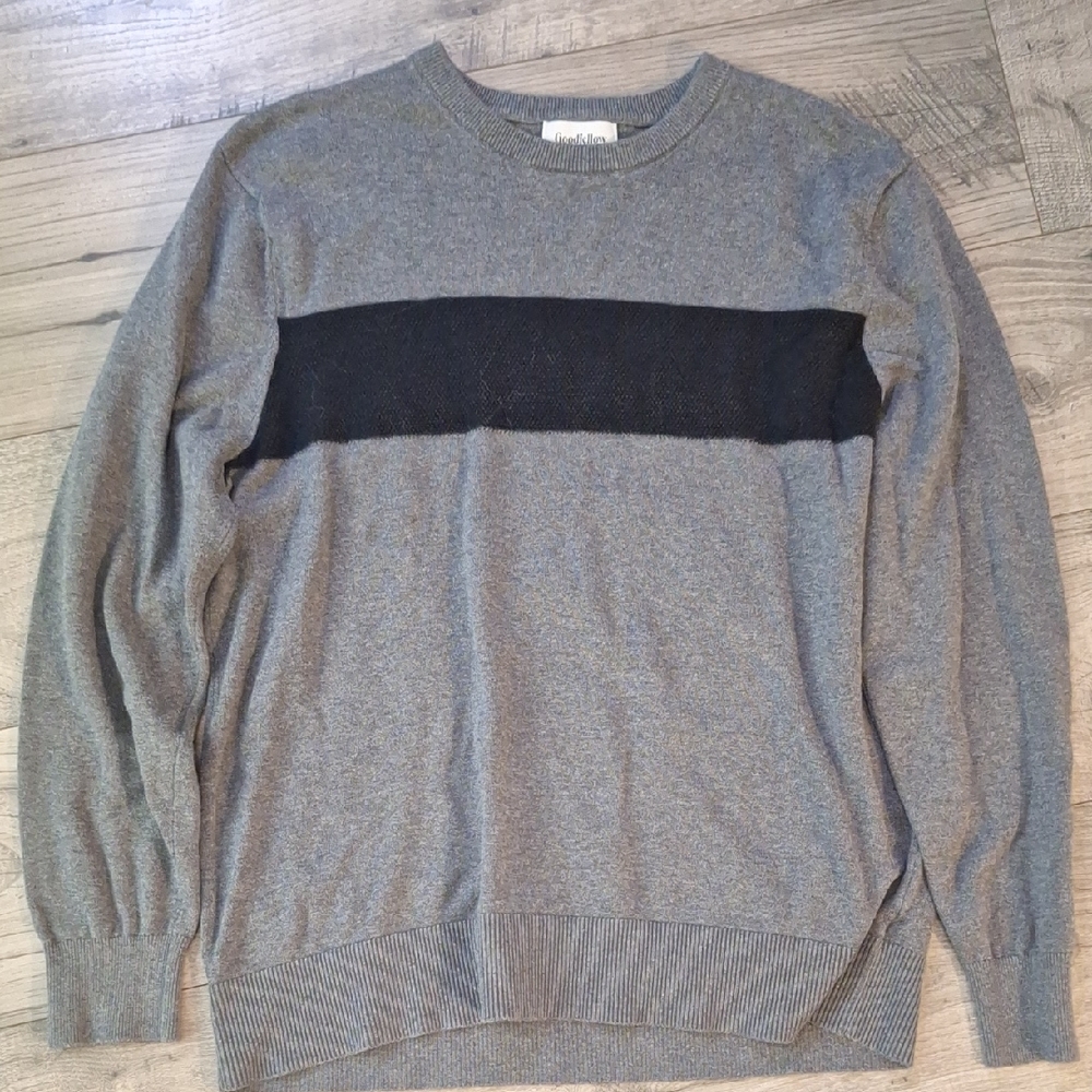 Goodfellow & Co Gray Crewneck Sweater with Black Stripe